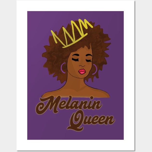 Melanin Afro Queen Art Drawing Wall Art by blackartmattersshop